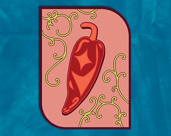 Glam Pepper Sticker | Glossy Die-cut Sticker | Original Pepper Illustration | Journal & Laptop Sticker