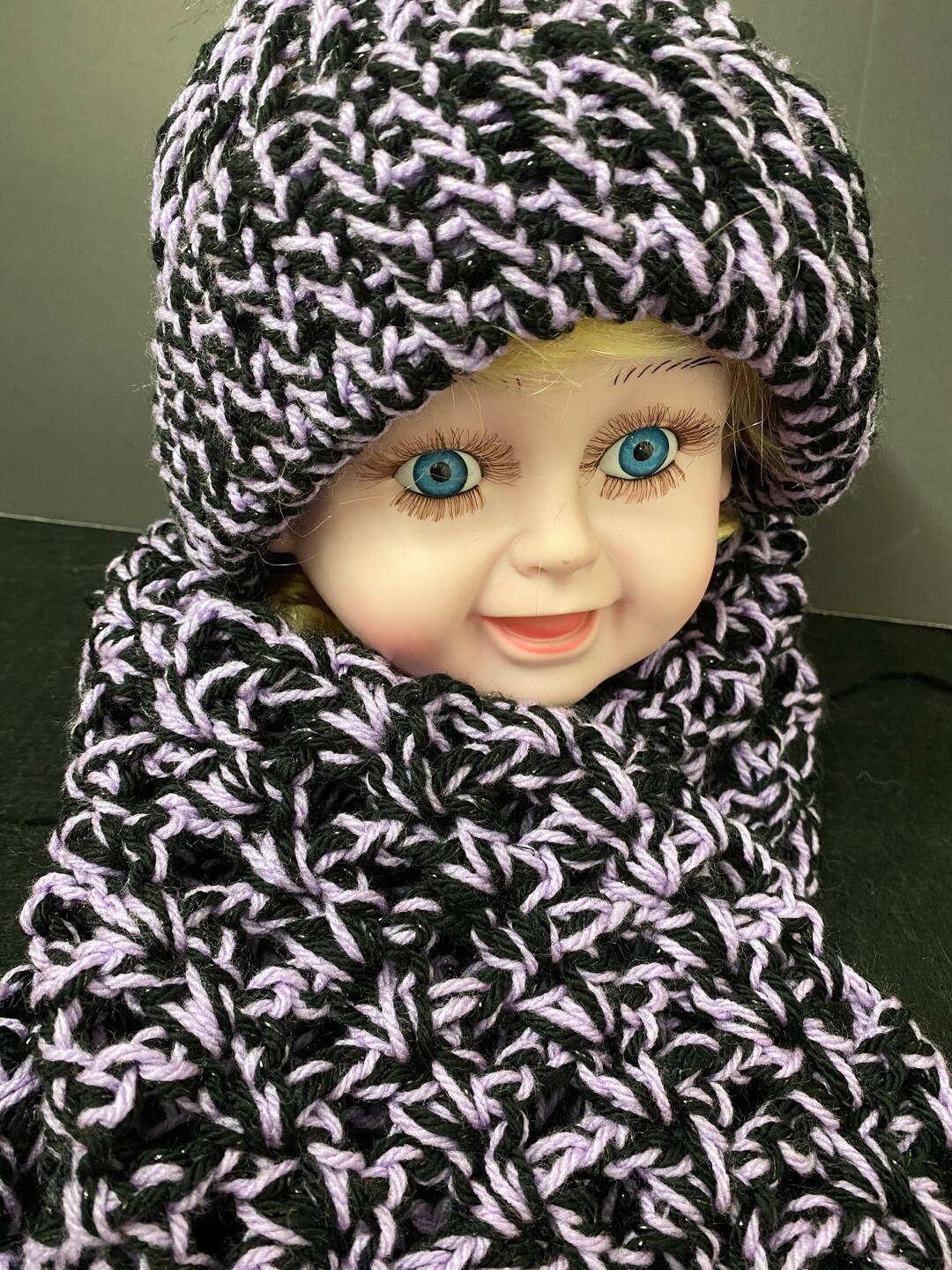 Lively Lavender and Black Sport Sparkle Yarn Are Woven Etsy