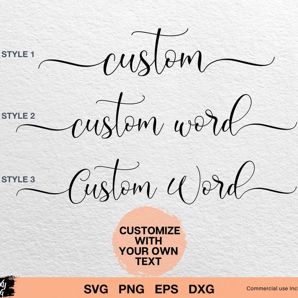 Personalized text with tails svg png, Custom Name with Tails, Custom Word Svg, Custom Name , Custom Name Calligraphy, Custom Name Cursive