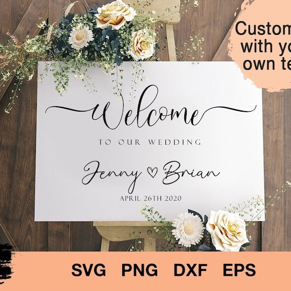 Printable Wedding Welcome Sign, Welcome To Our Beginning, Welcome To Our Wedding Sign, Personalized Wedding Sign, Wedding Svg