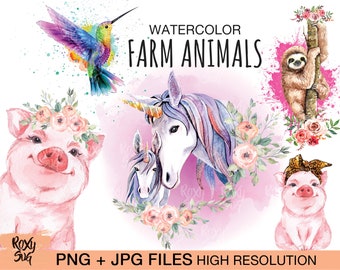 Download Watercolor Pigs Etsy