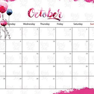 Calendar October 2019 October Printable 2019 October 2019 Calendar ...