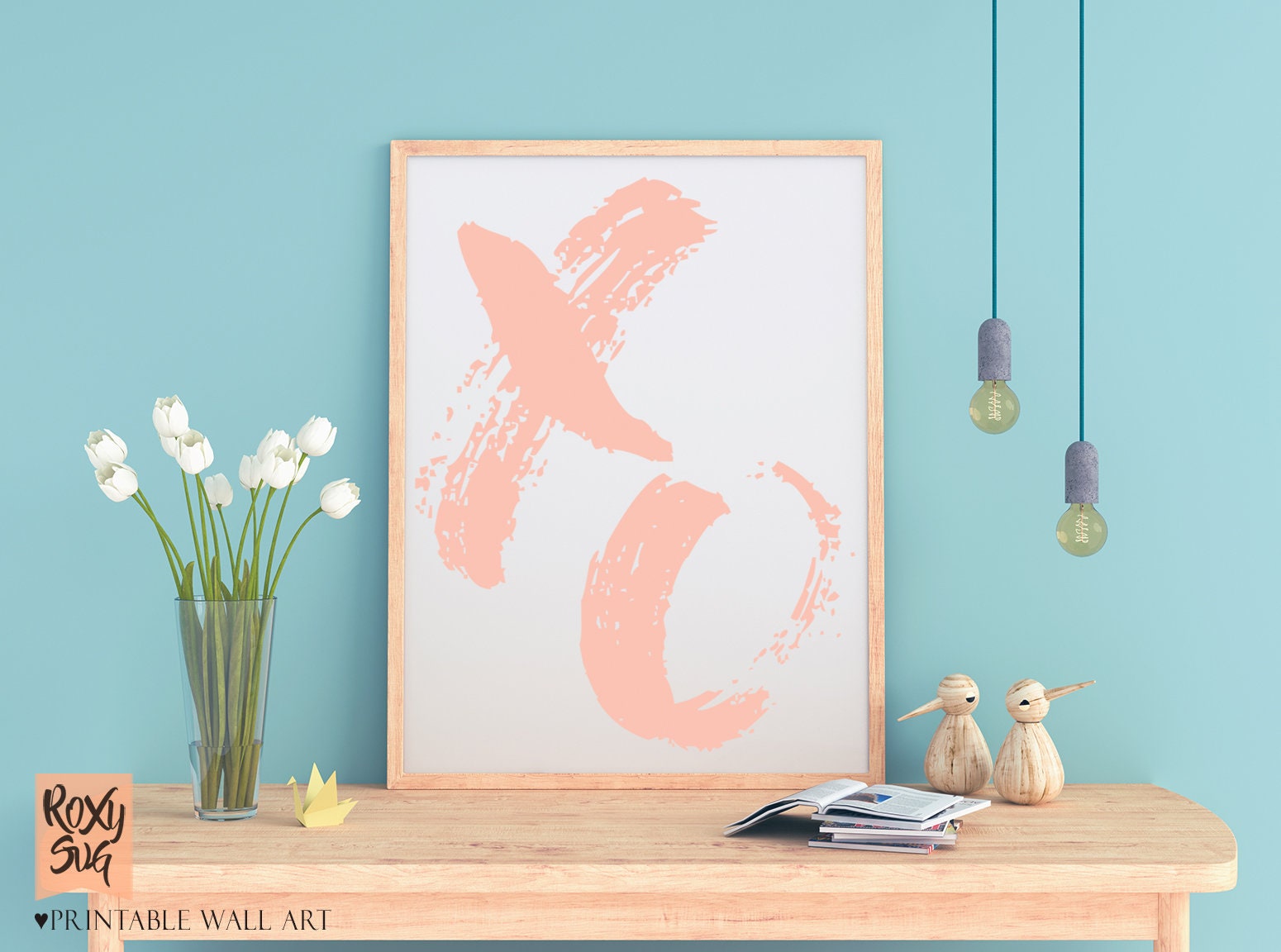 XO X and O printable Printable wall art Pink Nursery wall Etsy