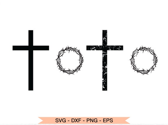 Download Cross Svg Crown Of Thorns Cross Clipart Jesus Christ Cross Etsy