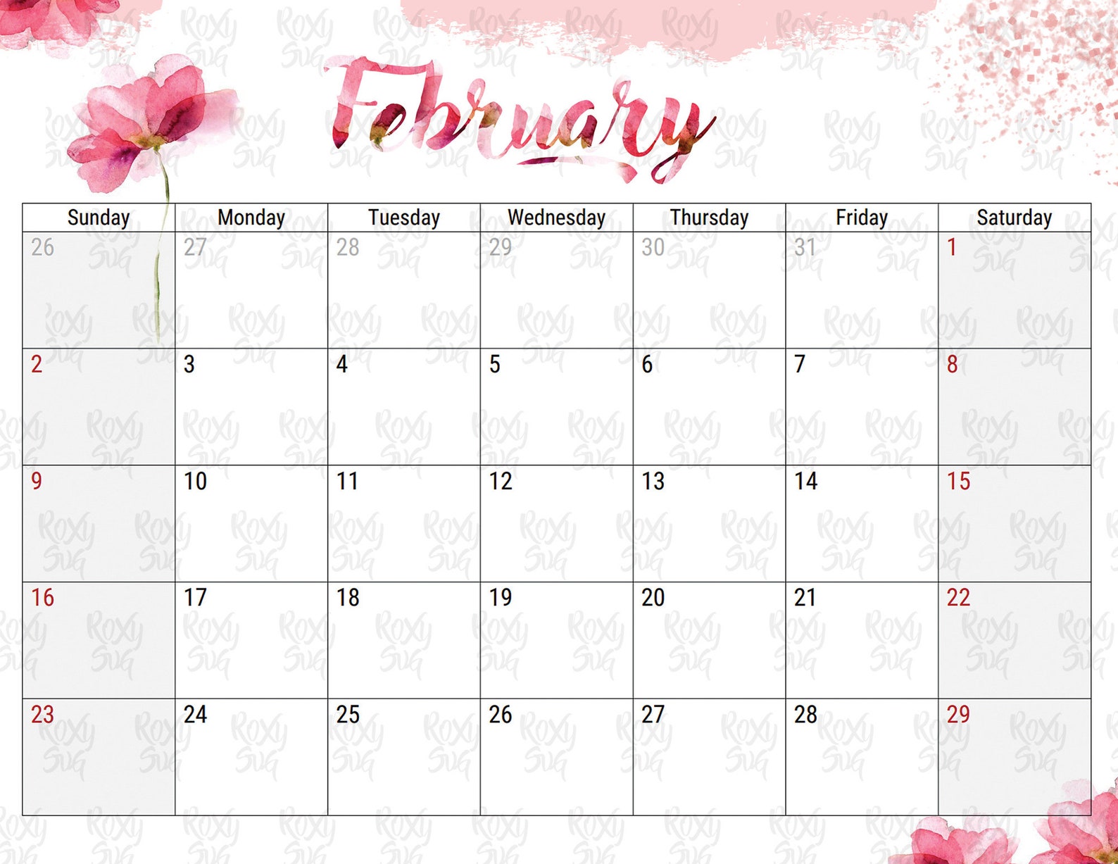 Calendar 2020 Floral Calendar Printable Printable Calendar - Etsy