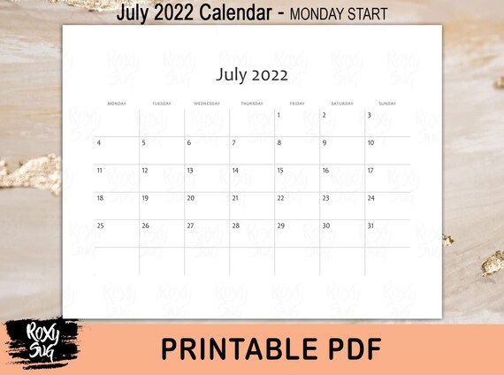 July 2022 Calendar Printable, July Calendar Printable, Printable Calendar  2022, July 2022 Printable Calendar, July Minimalist Calendar 2022 - Etsy