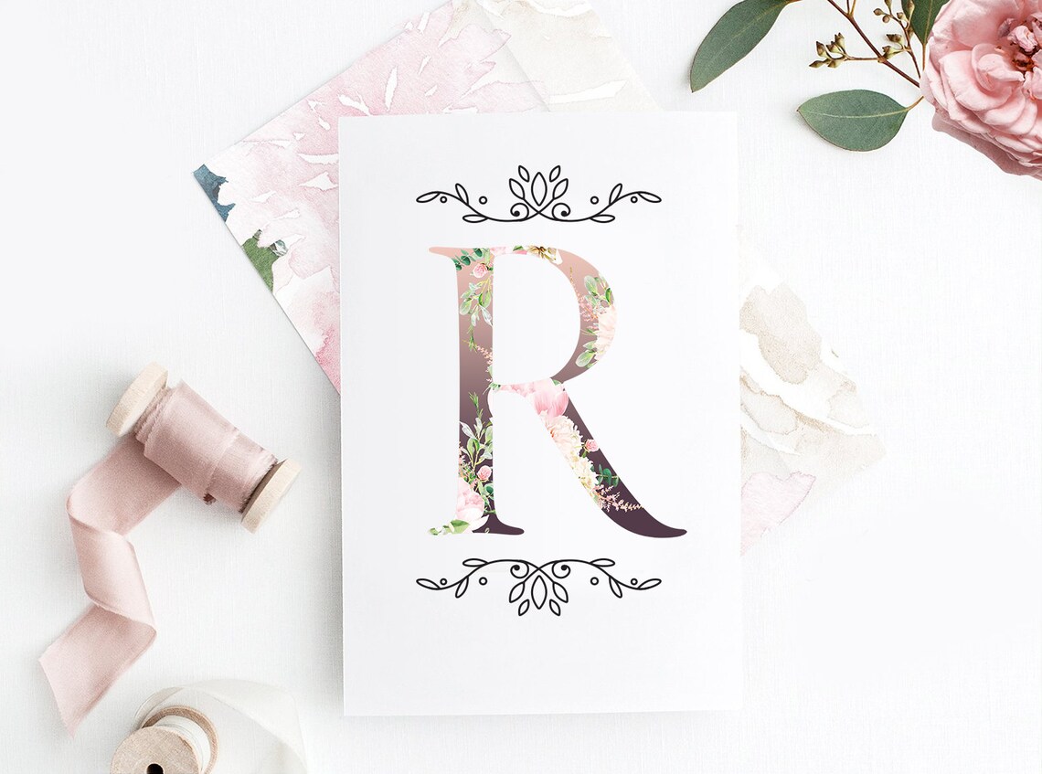 Alphabet Letters Botanical Floral Alphabet Watercolor Floral - Etsy