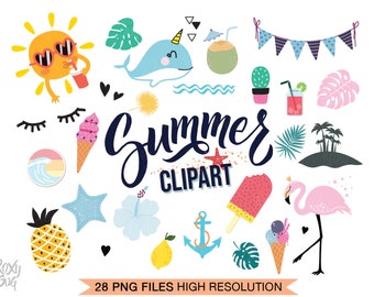 Summer Clipart, Sublimation designs, Summer Clip Art, Vacation Clipart, Beach Clipart, Beach Clip Art, Summer PNG, summer clipart PNG files