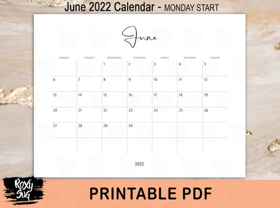 june 2022 calendar printable june calendar printable etsy
