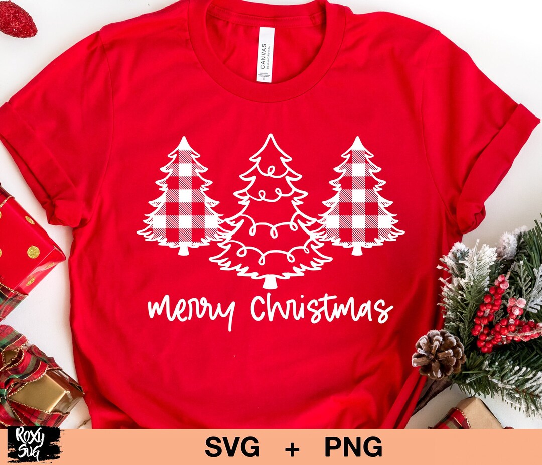 Plaid Christmas Trees Svg, Christmas Svg Files, Women’s Christmas Shirt