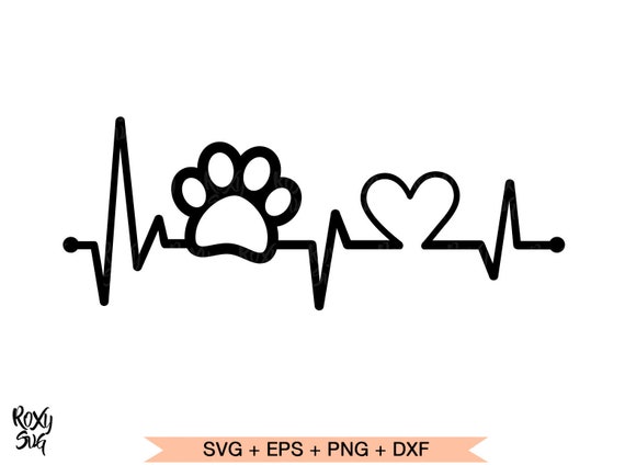 Paw Print Heartbeat SVG Dog Paw Print and Heart Svg | Etsy