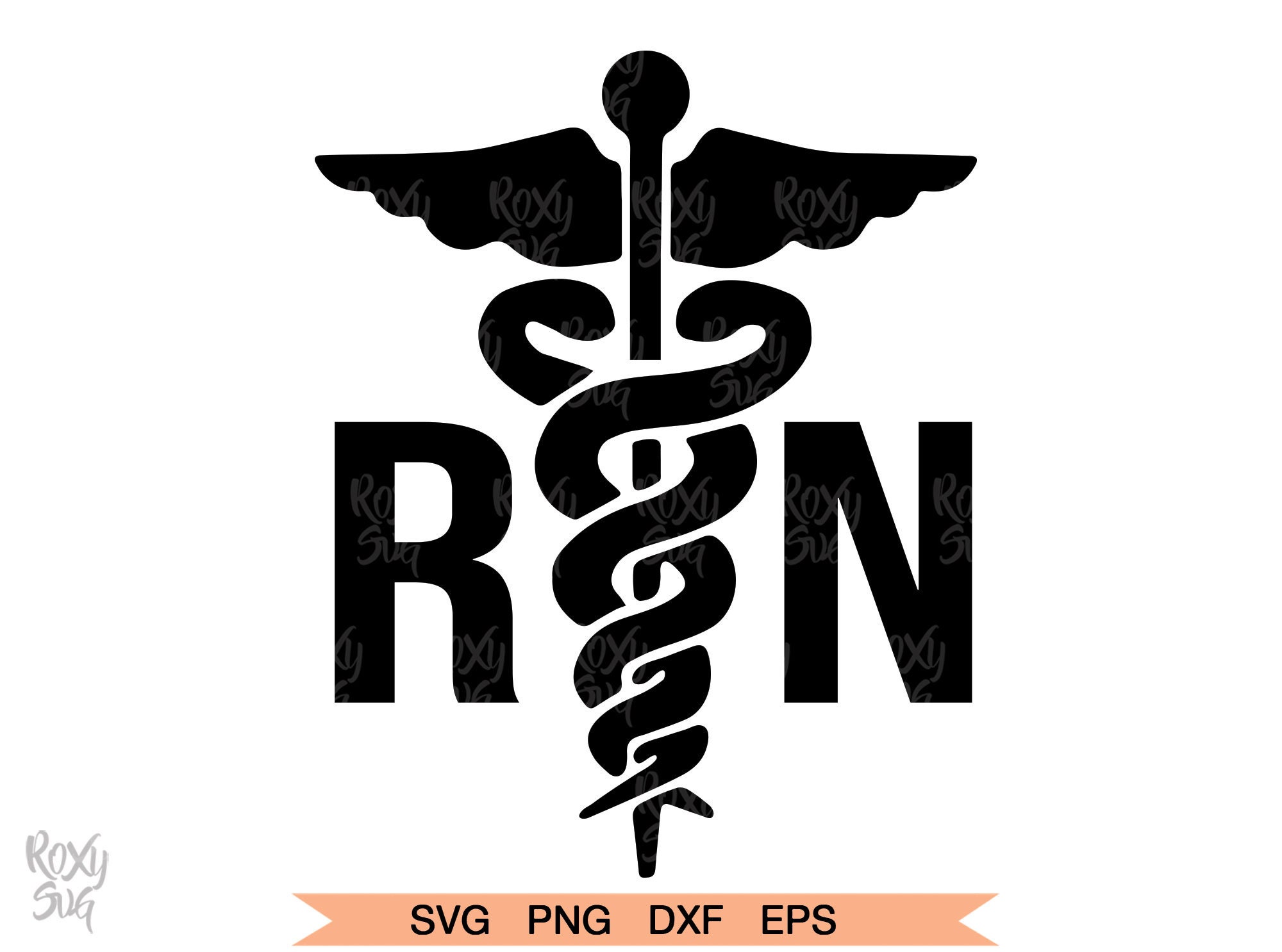 Rn Svg Registered Nurse Logo For Silhouette Cricut Caduceus Etsy