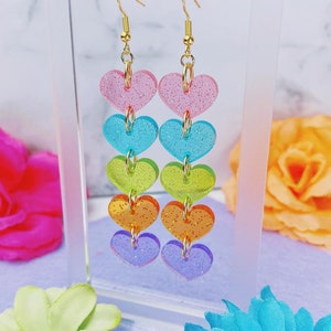 Jelly Heart Chain Earrings // Hardware Upgrades Available!