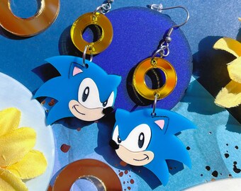 Hedgehog Golden Ring Acrylic Earrings Etsy