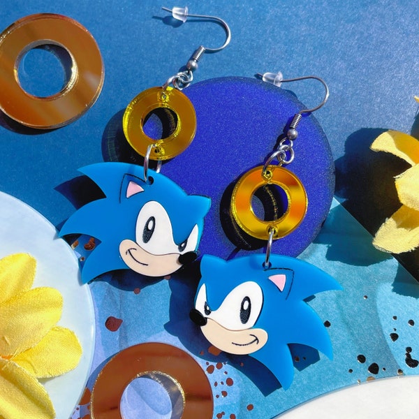 Hedgehog Golden Ring Acrylic Earrings