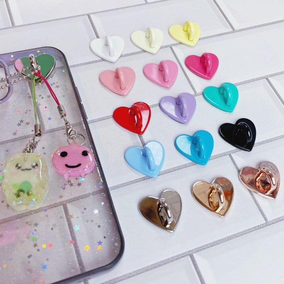 Kawaii Adhesive Metal Heart Phone Charm Holder| Super Strong Hold + Tons of Colors Available