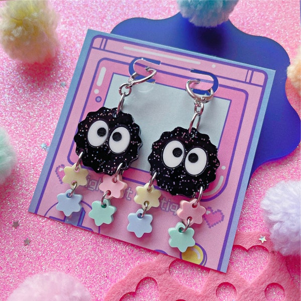 Sootie Konpeito Dangle Acrylic Earrings | Platinum Plated Huggie Hardware + Upgrades & Clip Ons Available!