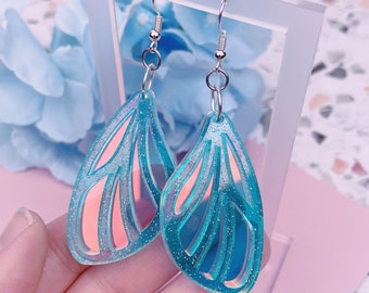 Mystic Blue Butterfly Wing Earrings // Hardware Upgrades Available!