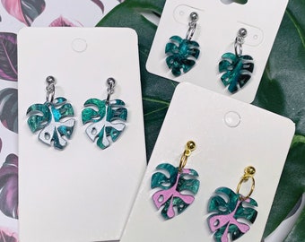 Byte Sized - Monstera Earrings // Choose Your Color!