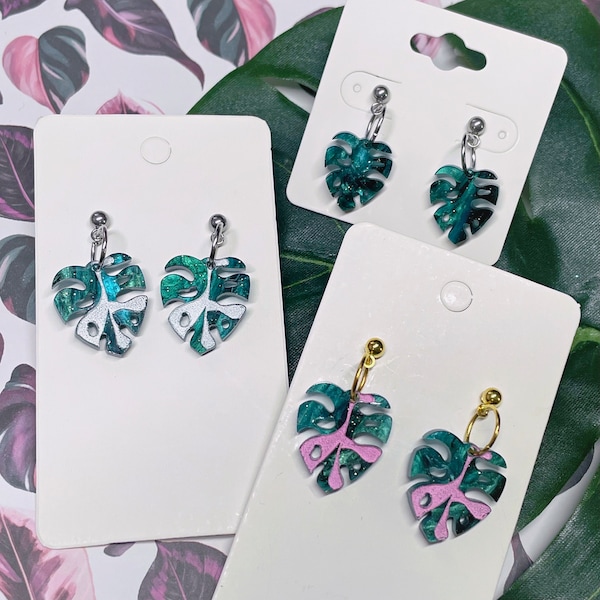 Byte Sized - Monstera Earrings // Choose Your Color!