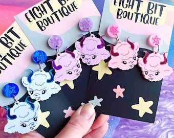 Ghouls Garden Kitschy Demon Lamb Earrings / Choose Your Color!