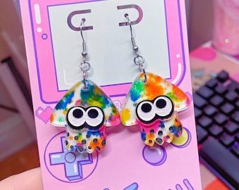 Paintball Squid Acrylic Earrings // Every Pair Has A Unique Pattern!