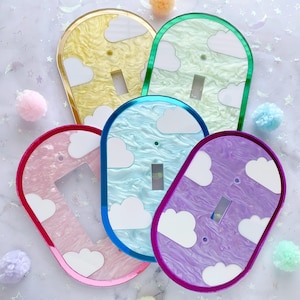 Cloudy Swirl Light Switch Cover | 4 Color Options! Screws Included \\ 2 Switch Available Now!