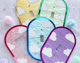 Cloudy Swirl Light Switch Cover | 4 Color Options! Screws Included \\ 2 Switch Available Now!