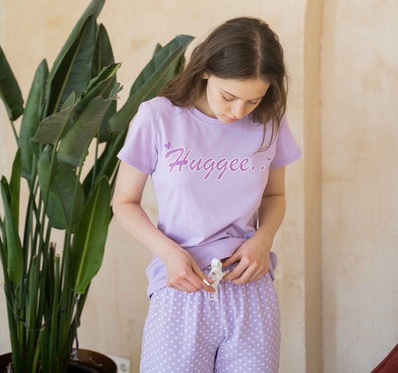 Roll up Women's Teen's Cotton Cute Comfortable Polka Dot Lightweight Three  Quarter Pajama Sleepwear Loungewear Gift Set 