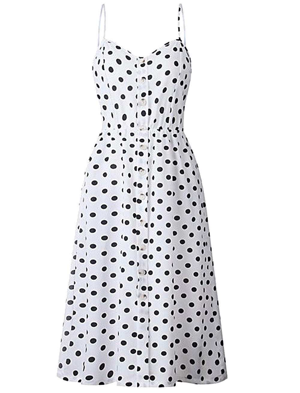 Women's Spring Summer Polka Dots Button Down Midi Dress - Etsy