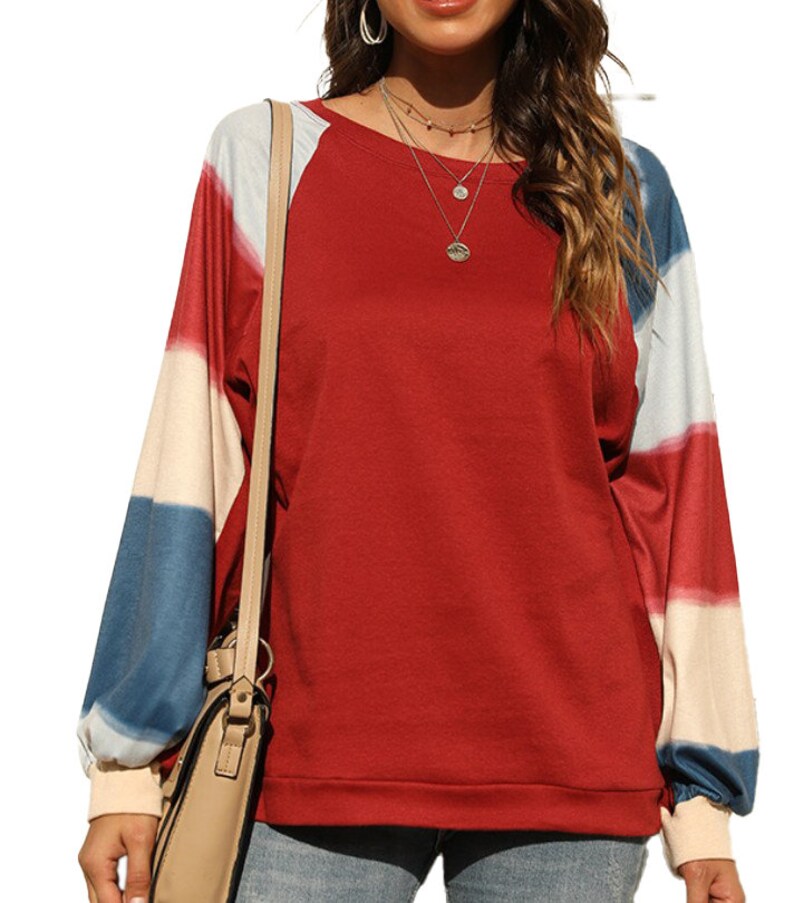 Women's Casual Baggy Sweater Sweatshirt Striped Long Etsy