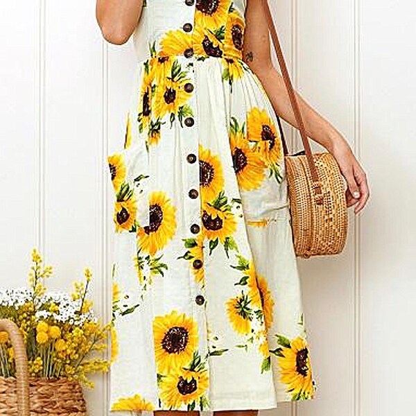 Sunflower Dress Women Etsy