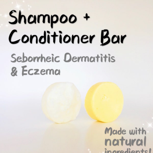 Natural Shampoo + Conditioner Bar | Sensitive Dry Itchy Scalp, Seborrheic Dermatitis Scalp, Dandruff Flaky Oily | Zero Waste, SLS Free Vegan