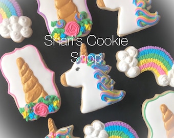 Unicorn/Rainbow Themed Sugar Cookies