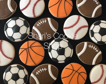 Sports Themed Sugar Cookies (Basketball/Football/Baseball/Soccer)