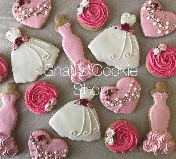 Elegant Bridal Shower Sugar Cookies (dresses, Hearts, Rosettes) - Etsy Elegant Bridal Shower Sugar Cookies (dresses, Hearts, Rosettes) - Etsy