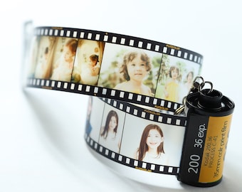 Personalized 15 Photos Film Roll , Customized Album , Anniversary for Him ,  Birthday gifts , Memorial gift , keychain roll
