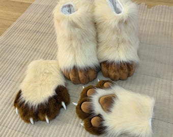 Fursuit Hand and feet paws - furry Gloves with Squeaking - Outdoor shoes paws - Accept customization