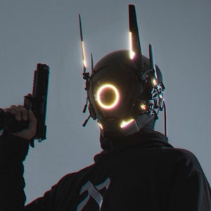 Cambiador de voz Máscara Cyberpunk - máscara cibernética - Casco Samurai - Casco táctico Cosplay - Cyberpunk Cosplay
