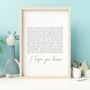 I Hope You Dance Art Print, Spiral Song Lyric Art Print, Sheet Music Art, Dancing Art, Inspirational Art, Art for Girls, Art for Dancers