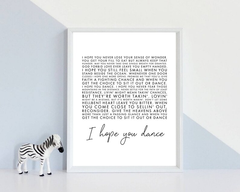I Hope You Dance Art Print Spiral Song Lyric Art Print Sheet Etsy