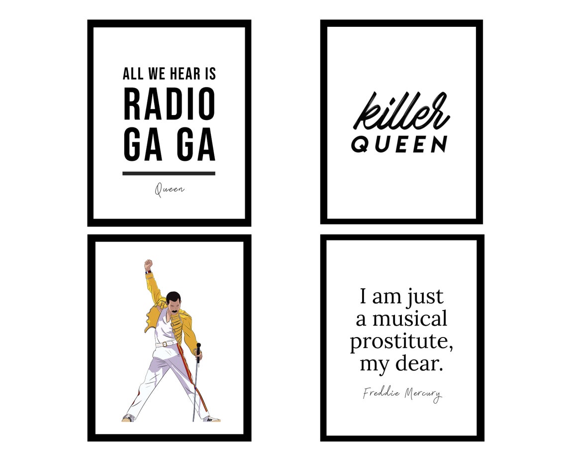 SET OF 4 Freddie Mercury Poster Queen Poster Wall Art Etsy