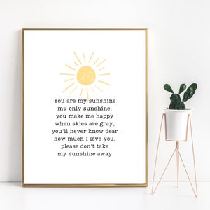 Impresión "Eres mi sol", decoración neutra para habitación infantil, arte de pared imprimible, impresión para habitación infantil de niña, decoración para habitación infantil, habitación infantil rosa, descarga digital