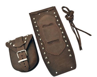 Panneau de protection de réservoir en cuir véritable marron uni pour Harley Davidson Softail