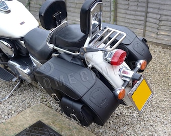 Motorfiets Trike Throw Over Zwarte Grotere Zadeltassen Zijkoffers Honda Kawasaki Yamaha Suzuki