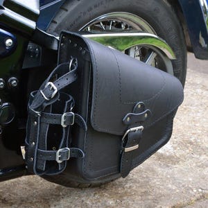 Schwarze Leder-Einzeltasche für Harley Davidson Softail Slim Fat Boy Breakout