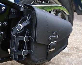 Sacoche simple en cuir noir pour Harley Davidson Softail Slim Fat Boy Breakout