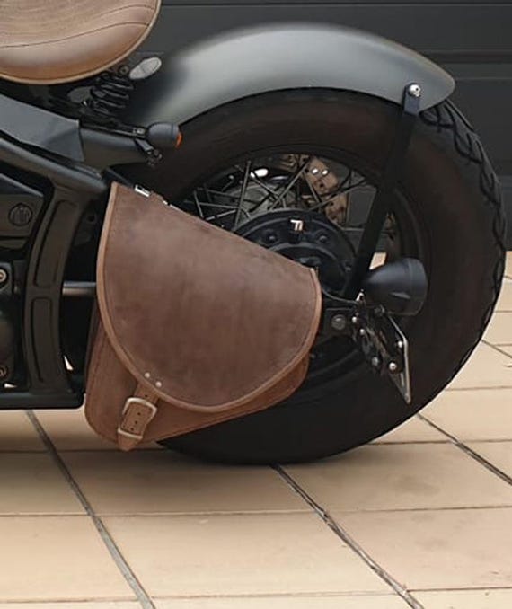 Lot de 2 sacoches de selle de moto en cuir noir vintage