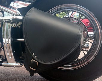 Yamaha XV650 1100 Drag Star XV1600 WildStar XV1900 RAIDER Black Plain Leather Single Bag Pannier Case Saddlebag