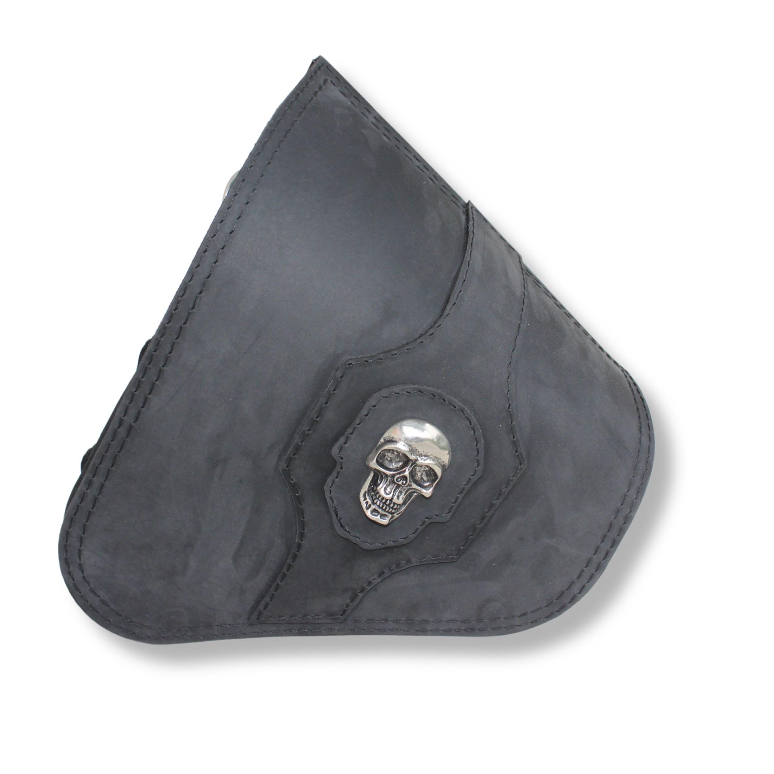 Black Leather SKULL Saddlebag bag pannier for Harley Davidson Softail Breakout Fatboy